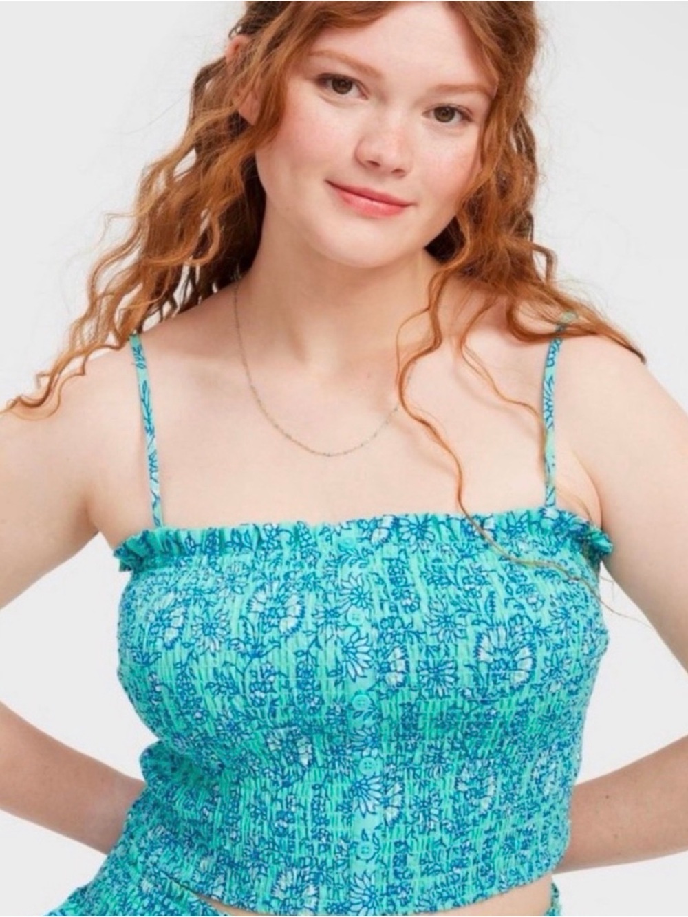 Roller Rabbit x Target Turquoise & Blue Floral Smocked Tank